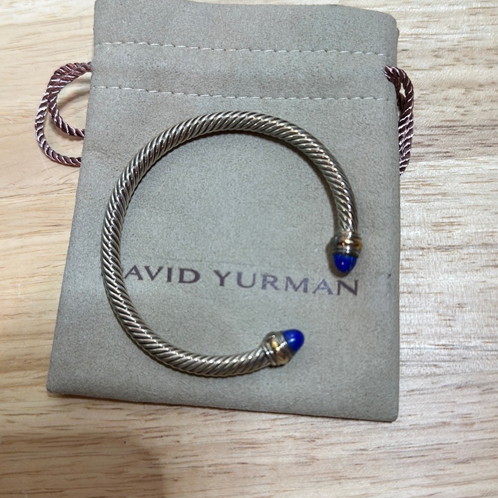 David Yurman Cable Classics 5mm Lapis 14k gold and Sterling Bracelet